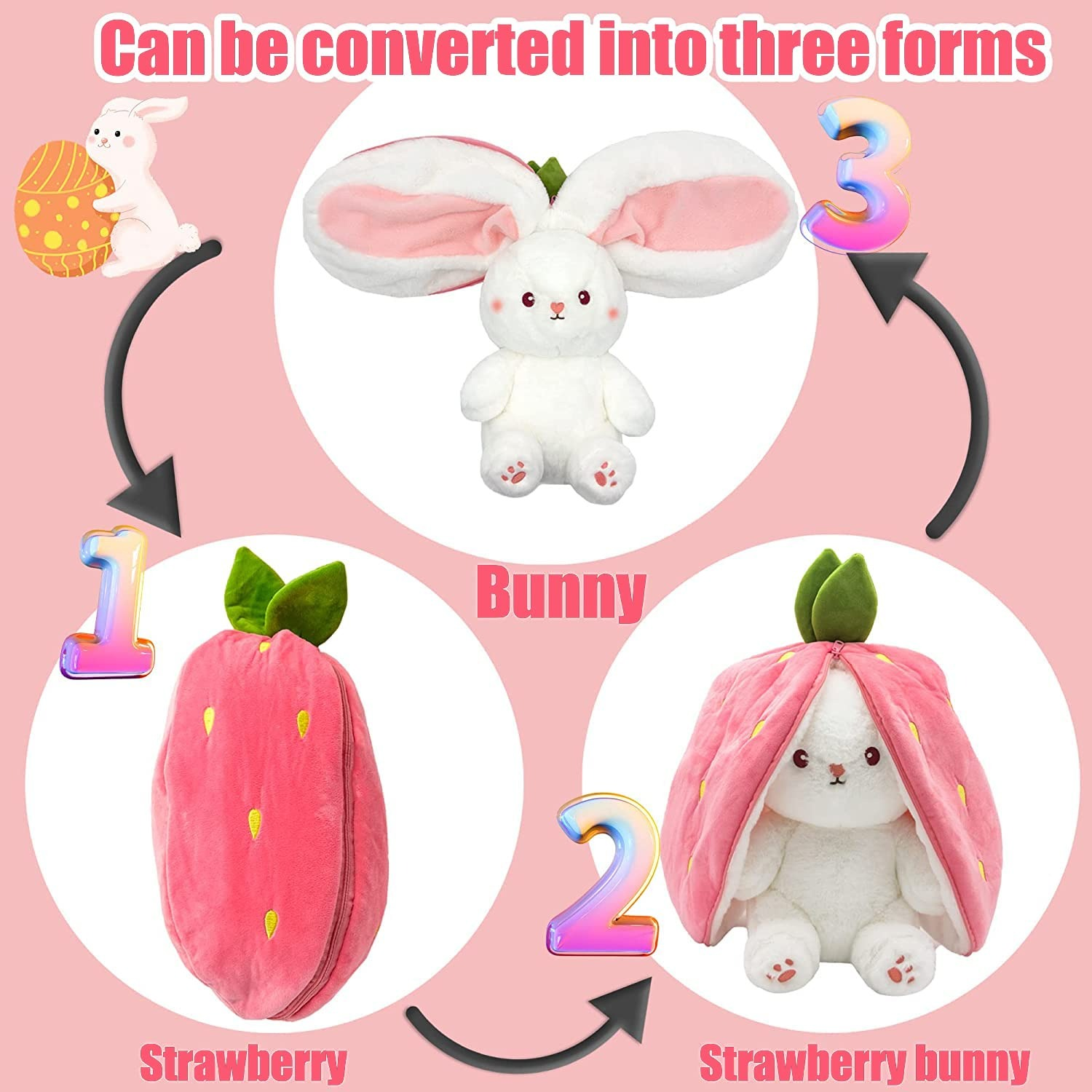 🐰Easter Early Sale 49% OFF🍓Strawberry Bunny Transformed into Little Rabbit🎀 Fruit Doll Plush Toy🐰
