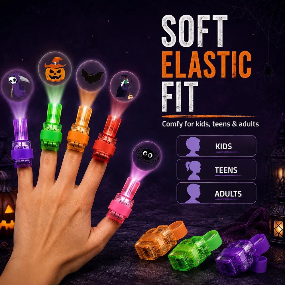π₯ Last Day 50% OFF β 36PCS Spooky Halloween Pattern Finger Projector Lights Party Favors & Spooky Funπ