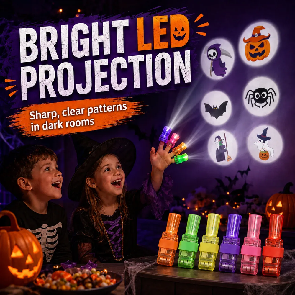 π₯ Last Day 50% OFF β 36PCS Spooky Halloween Pattern Finger Projector Lights Party Favors & Spooky Funπ