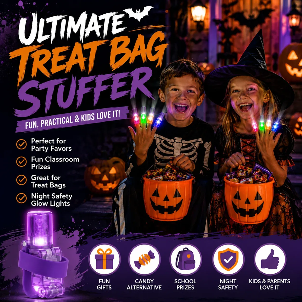 π₯ Last Day 50% OFF β 36PCS Spooky Halloween Pattern Finger Projector Lights Party Favors & Spooky Funπ